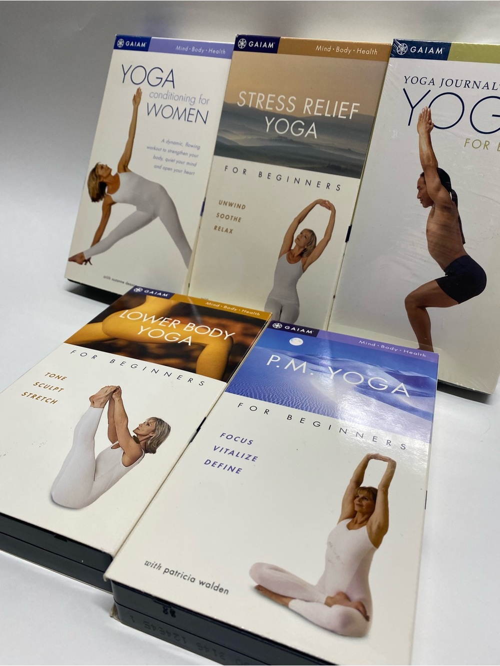 * GAIAM Yoga VHS for beginners set of 5 relax stretch focus energy exercise